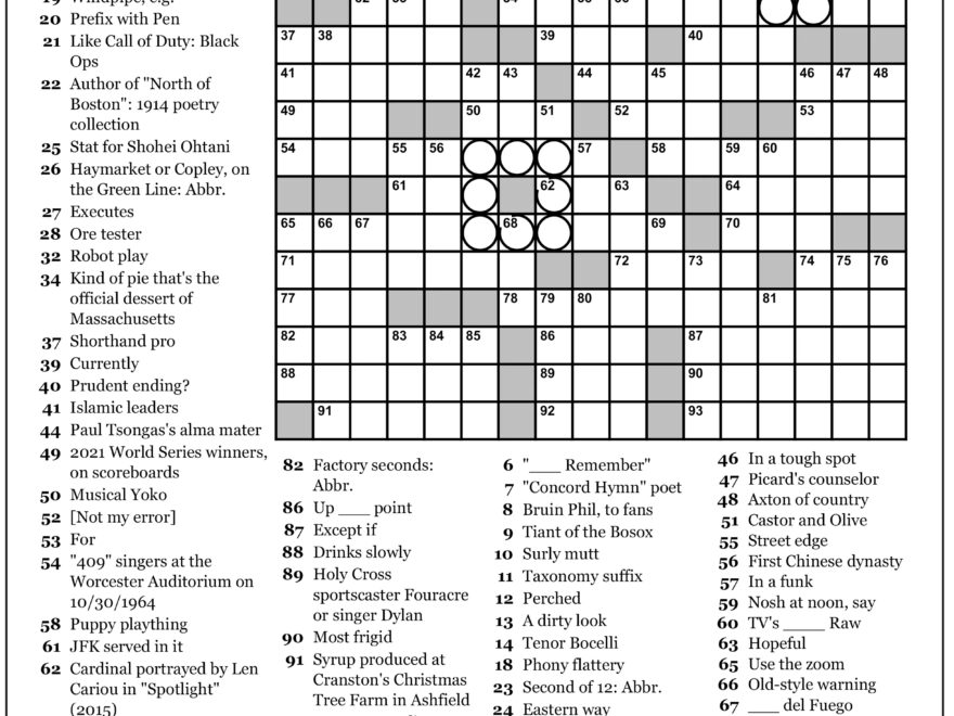 Woo Crossword Sunday Nov 28 Center Field