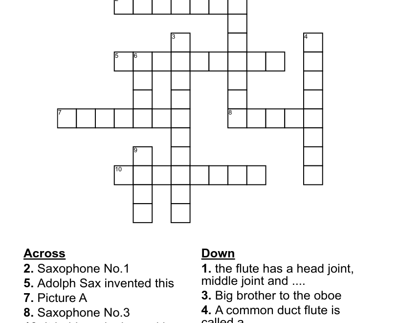 Woodwind Instruments Crossword WordMint