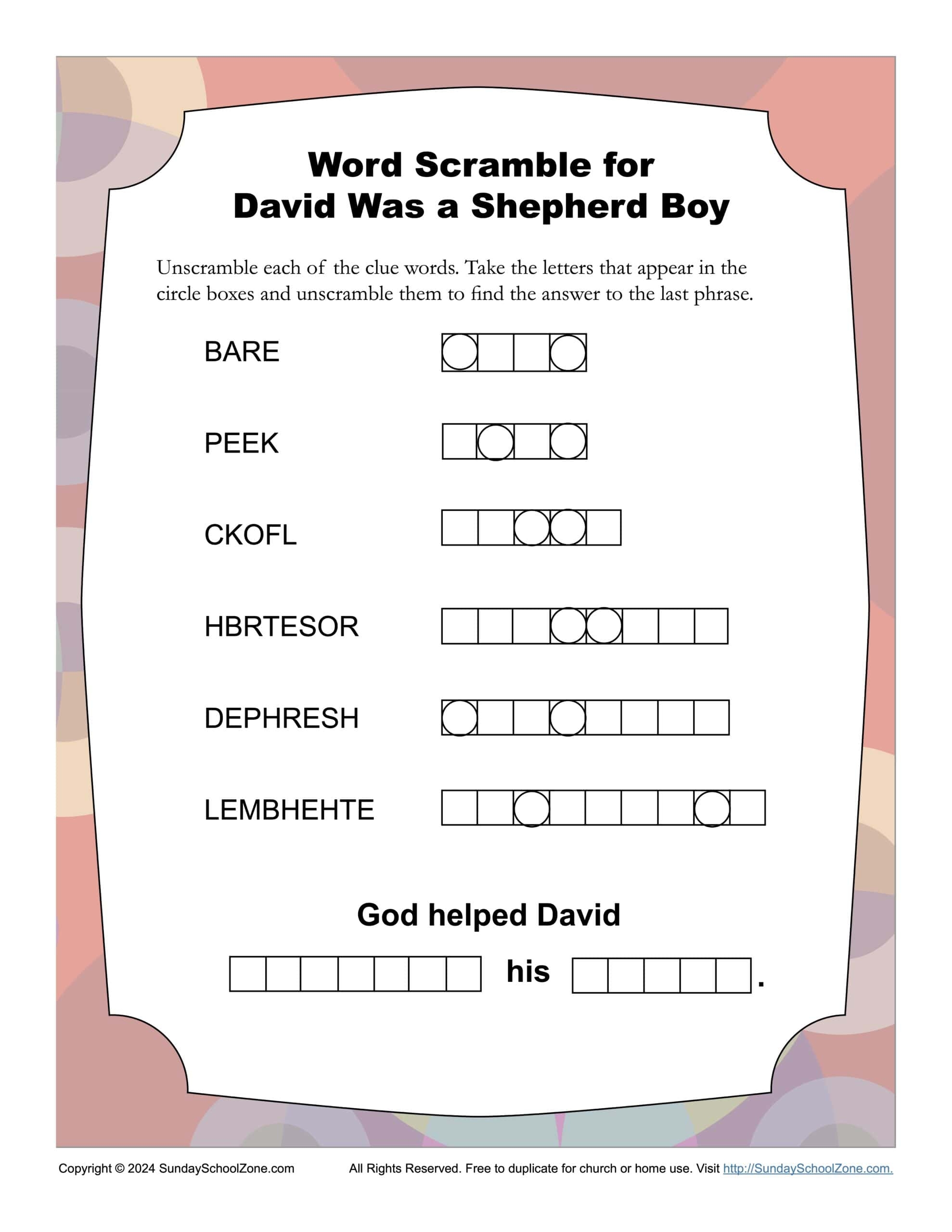 Word Scramble Puzzles Bible Lesson Activities For Children