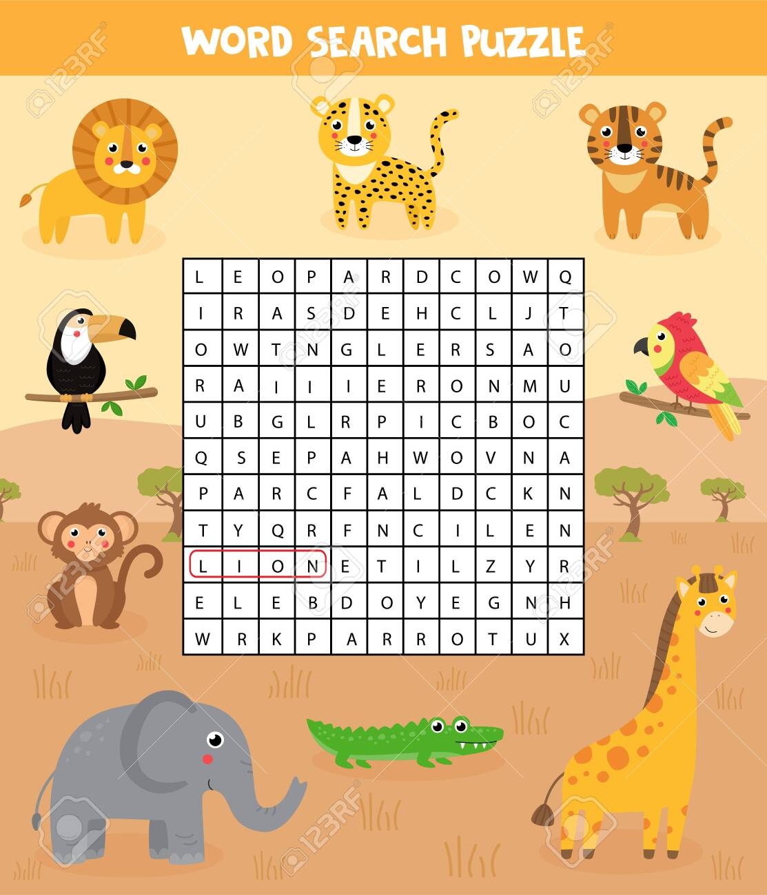Words Search Puzzle For Kids African Safari Animals Find The Words In Field Printable Material Elementary Crossword For Children Royalty Free SVG Cliparts Vectors And Stock Illustration Image 145292518 Words Search Puzzle For Kids African Safari Animals Find The Words In Field Printable Material Elementary Crossword For Children Royalty Free SVG Cliparts Vectors And Stock Illustration Image 145292518
