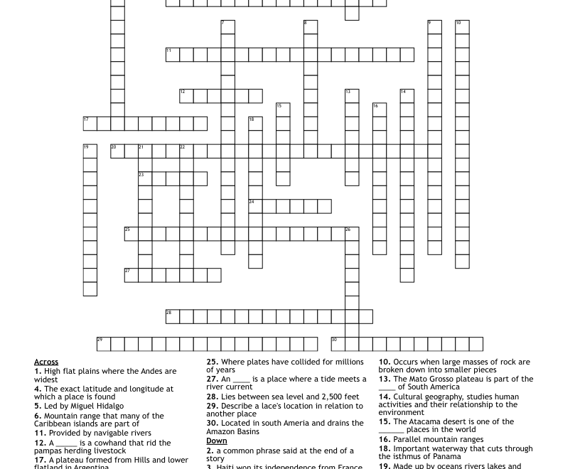 World Geography Crossword WordMint