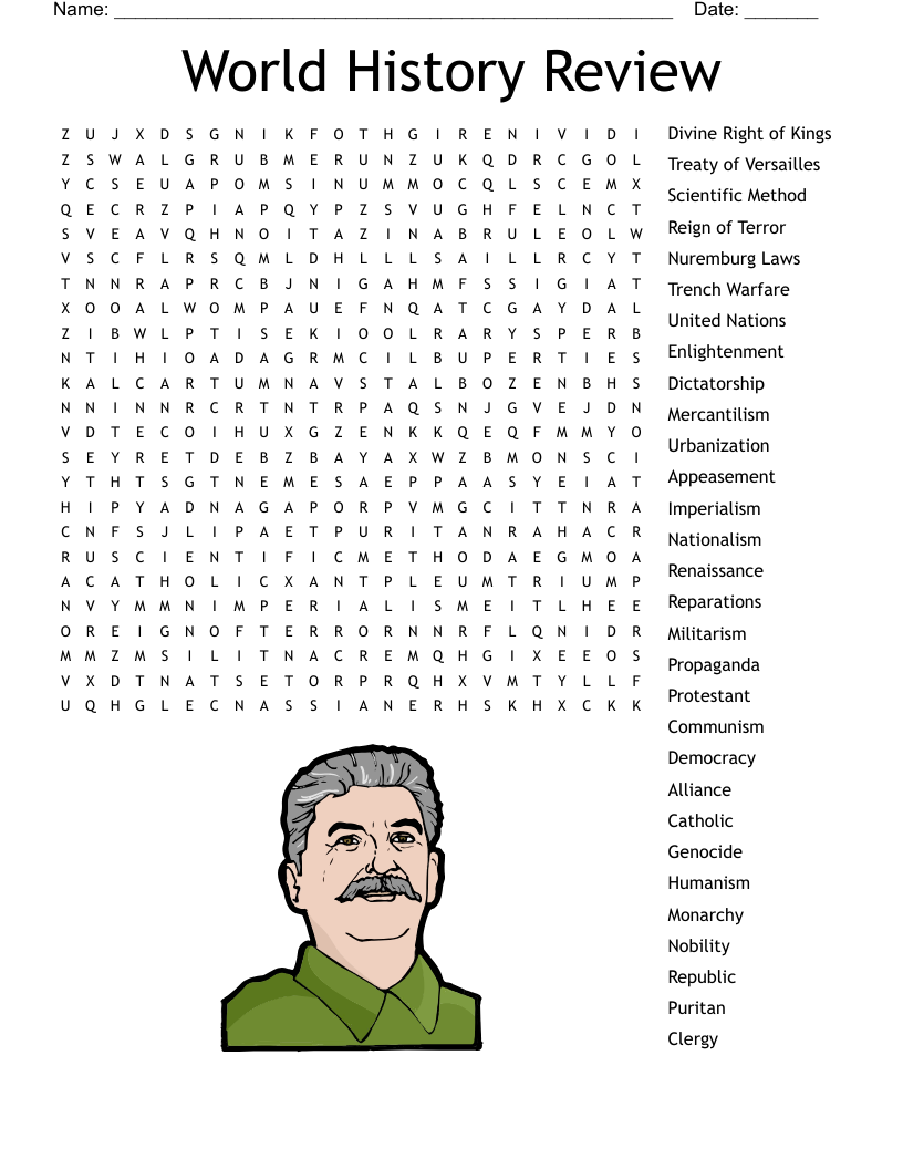 World History Review Word Search WordMint