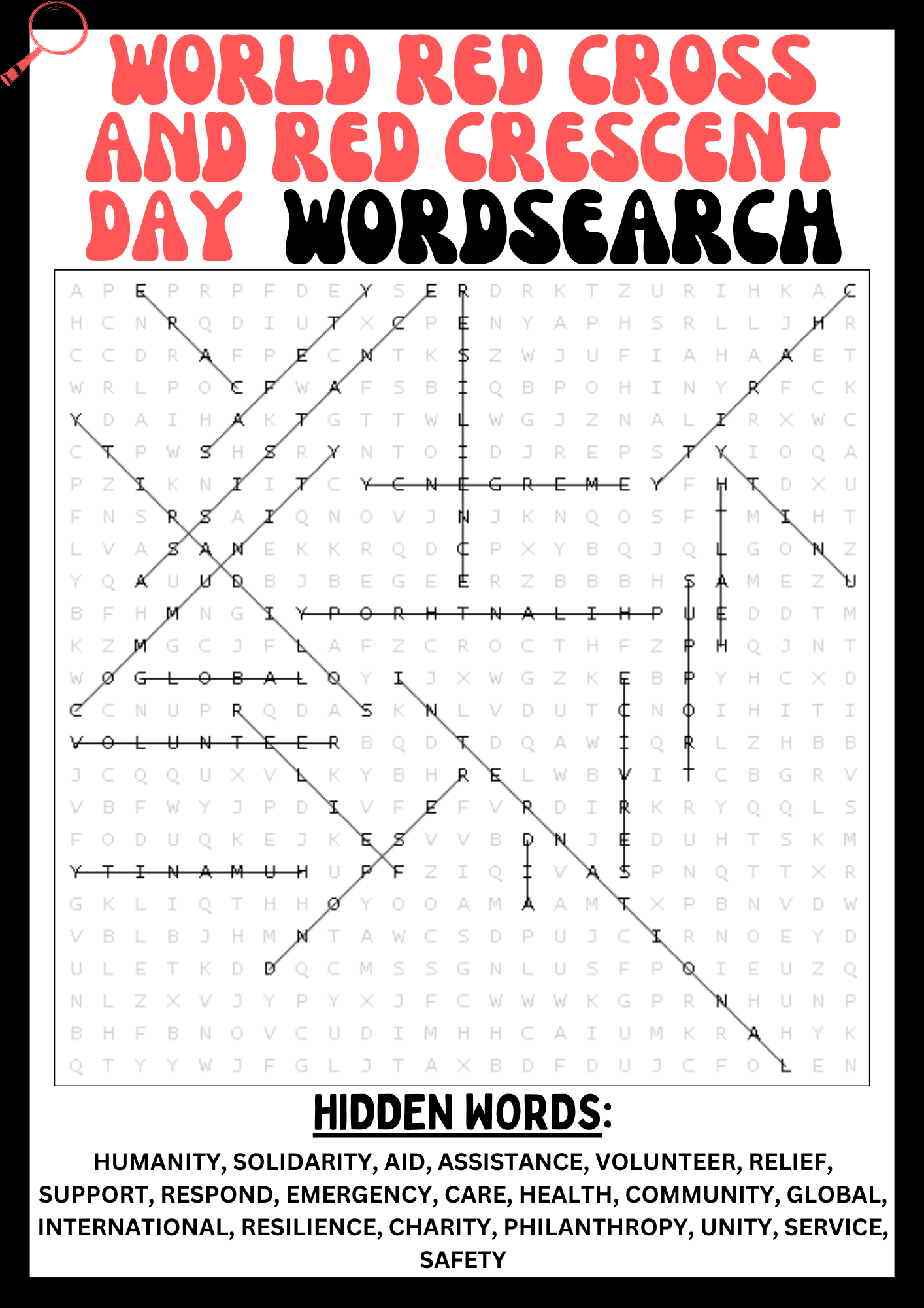 WORLD RED CROSS AND RED CRESCENT DAY Wordsearch Puzzle Worksheet Printables Activity Made By Teachers
