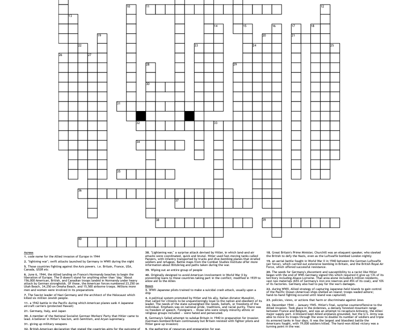 World War 2 Crossword WordMint