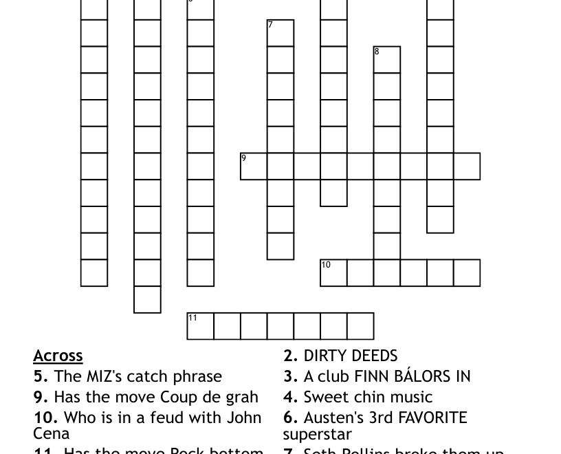 WWE CROSSWORD PUZZLE WordMint