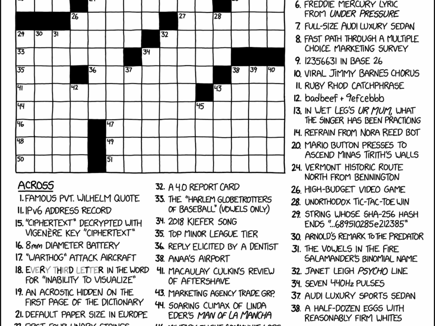 XKCD Crossword Puzzle Is It Solvable Or Just A Joke R puzzles