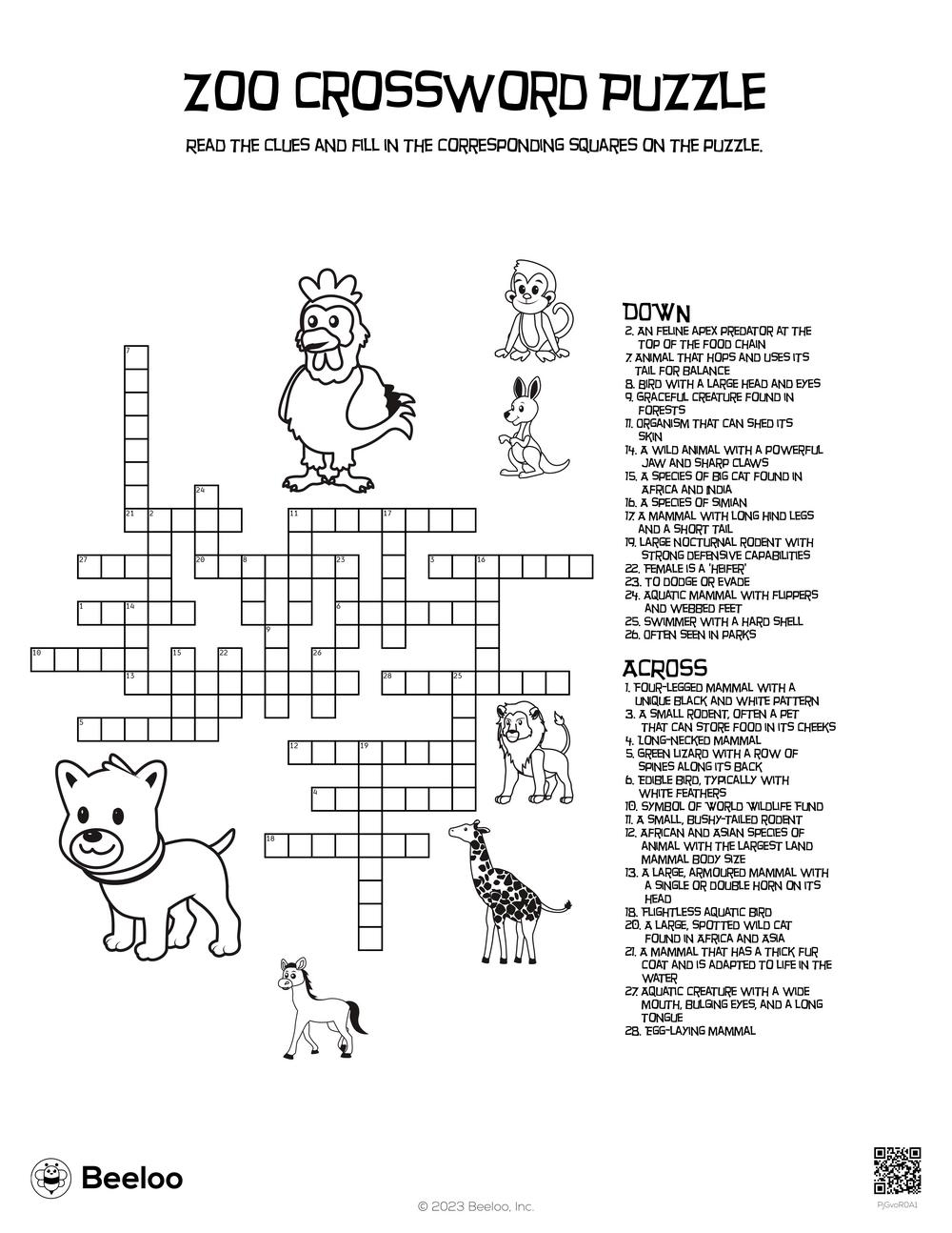 Zoo Crossword Puzzle Beeloo Printable Crafts And Activities For Kids Zoo Crossword Puzzle Beeloo Printable Crafts And Activities For Kids