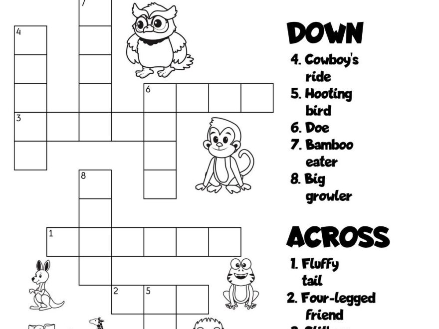 Zoo Crossword Puzzle Beeloo Printable Crafts And Activities For Kids