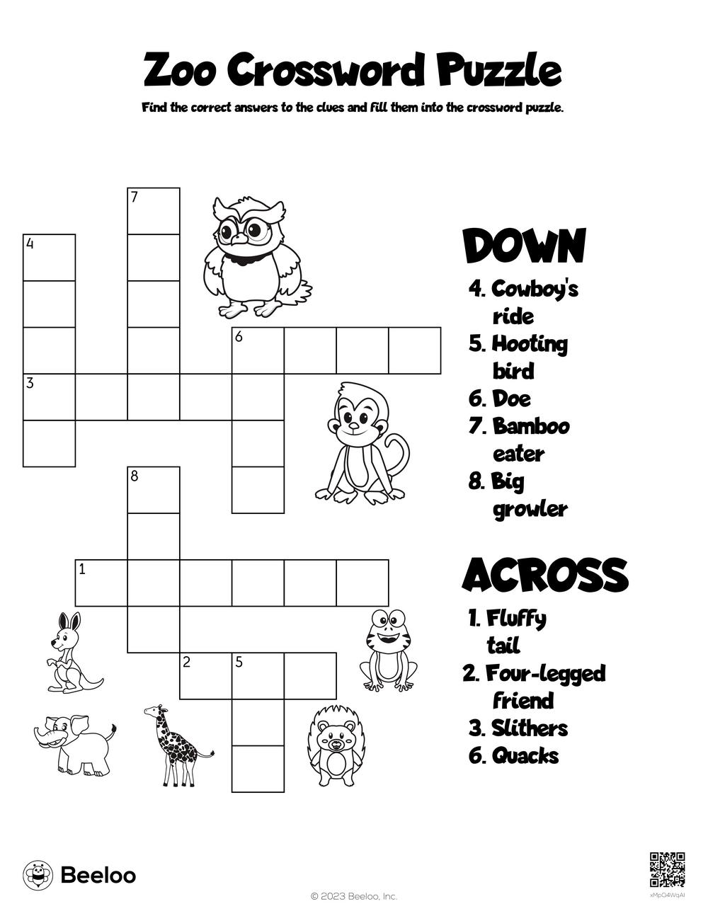 Zoo Crossword Puzzle Beeloo Printable Crafts And Activities For Kids Zoo Crossword Puzzle Beeloo Printable Crafts And Activities For Kids