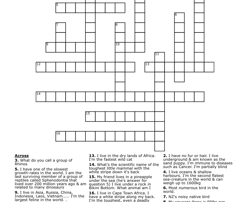 10 12 Yr Old Crossword WordMint
