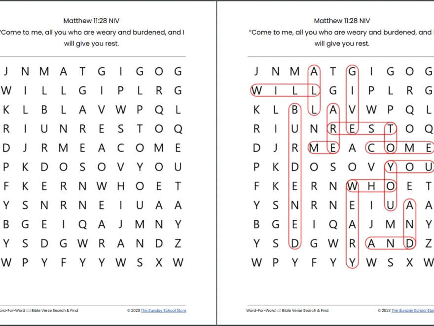 25 Free Bible Word Search Puzzles PDF Printable Download Sunday School Store