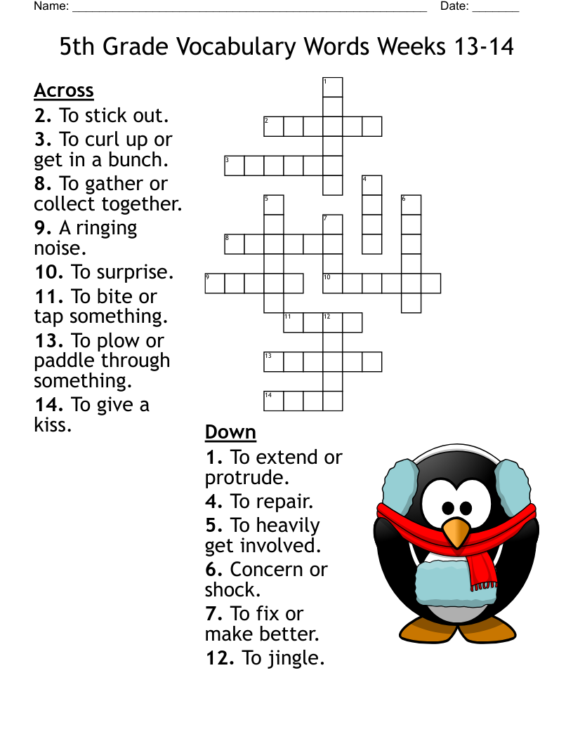 Crossword Puzzle 5th Grade Printable