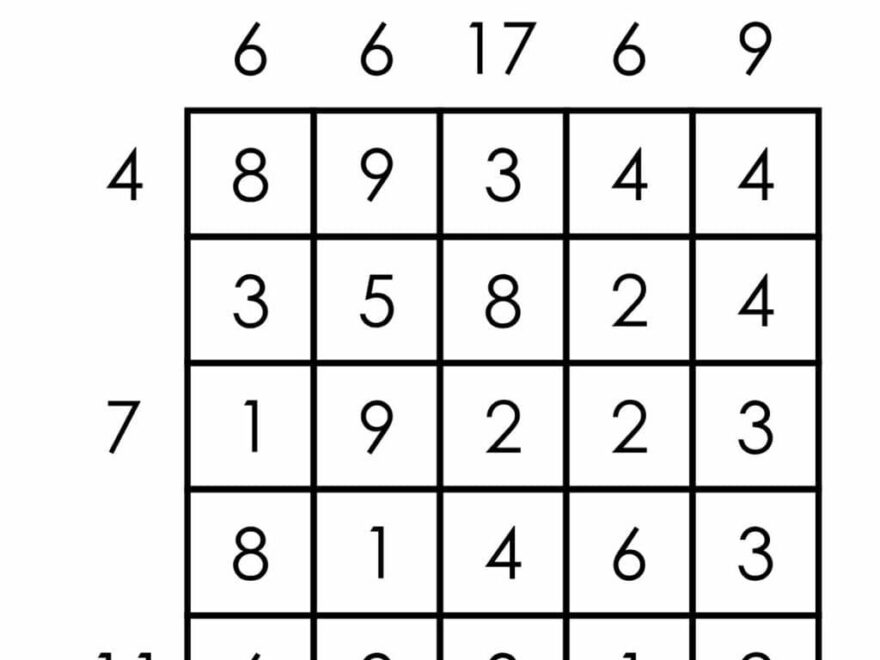 5x5 Number Cross Puzzles Math Love
