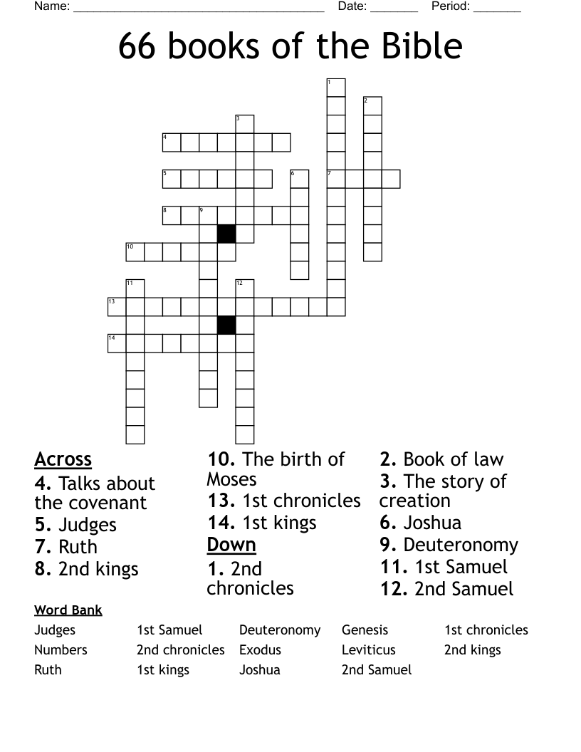 Educational Kids Bible Crosswords Printables