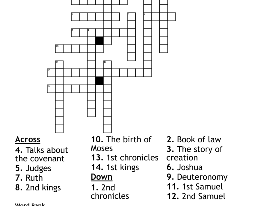 66 Books Of The Bible Crossword WordMint