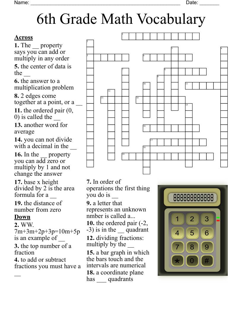 Free Printable Crossword Puzzles For Sixh Grade