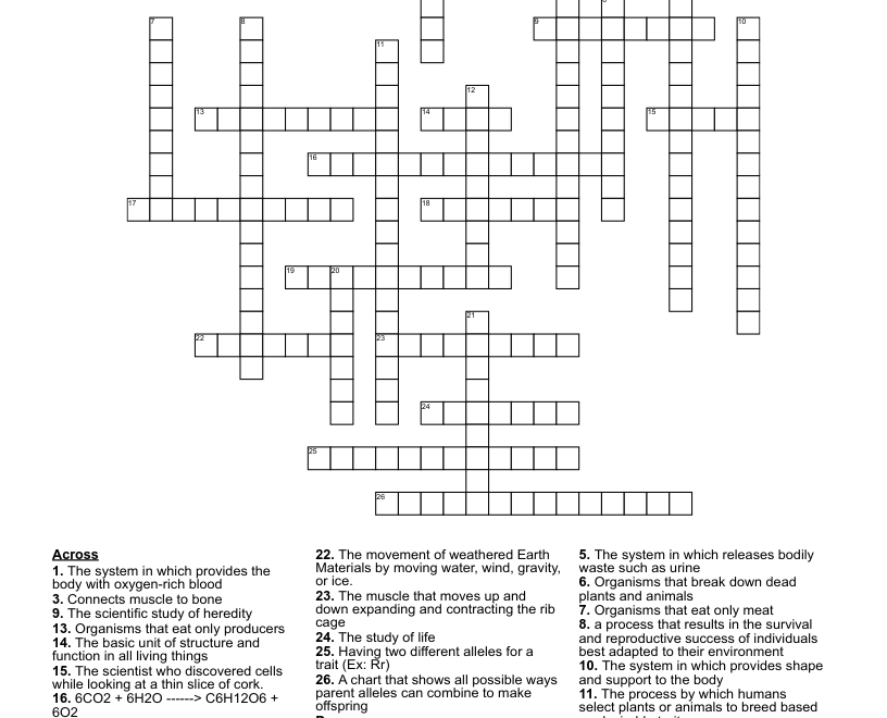 7th Grade Science Crossword WordMint