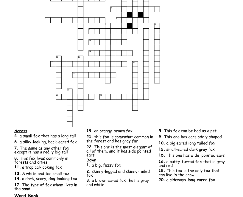 About Foxes Crossword WordMint