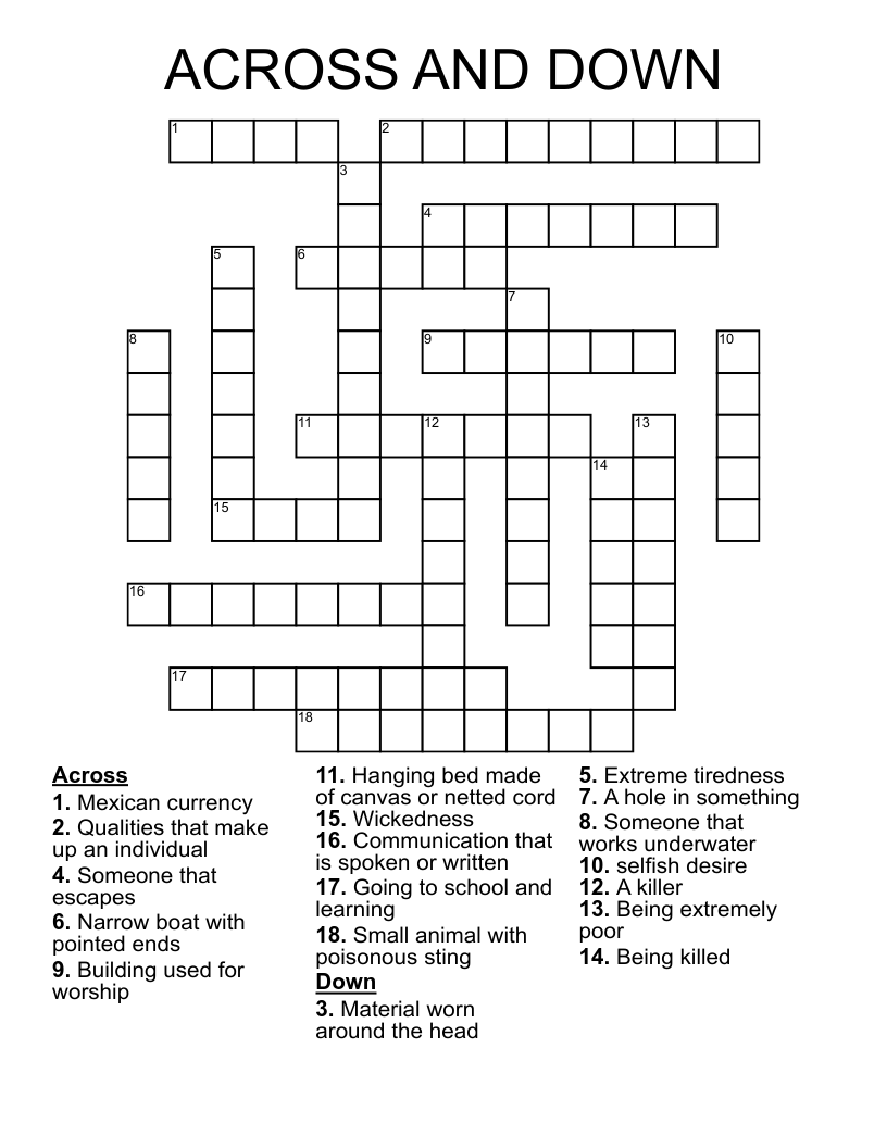 Individual Crossword Puzzles Printable