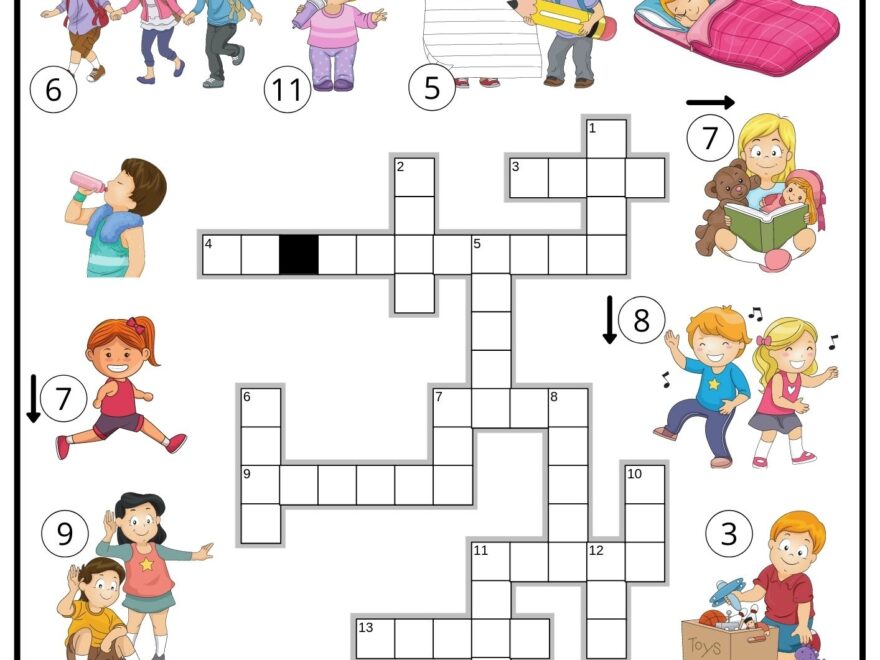 Action Verbs Crossword Free PDF Download Ezpzlearn