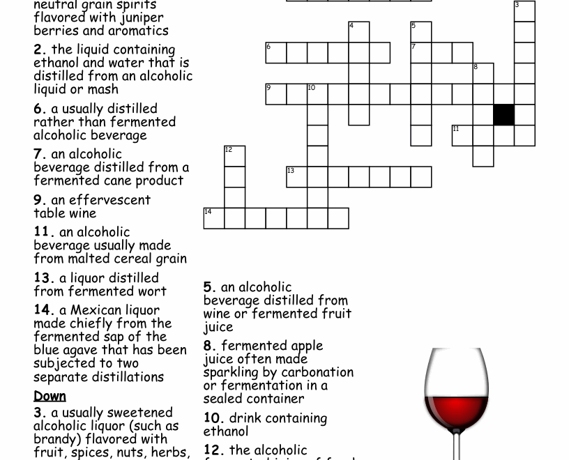 Alcohol Crossword Puzzle WordMint