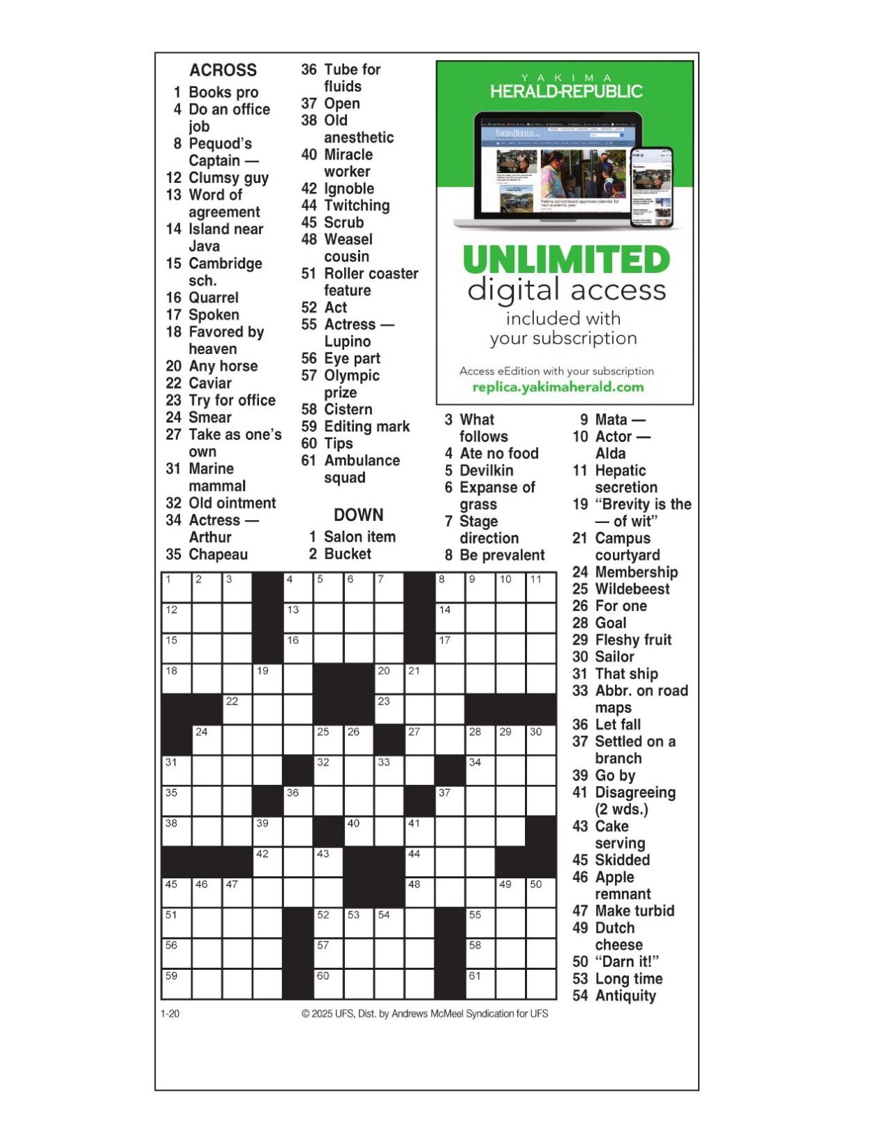Printable Daily Crosswords For January 2025