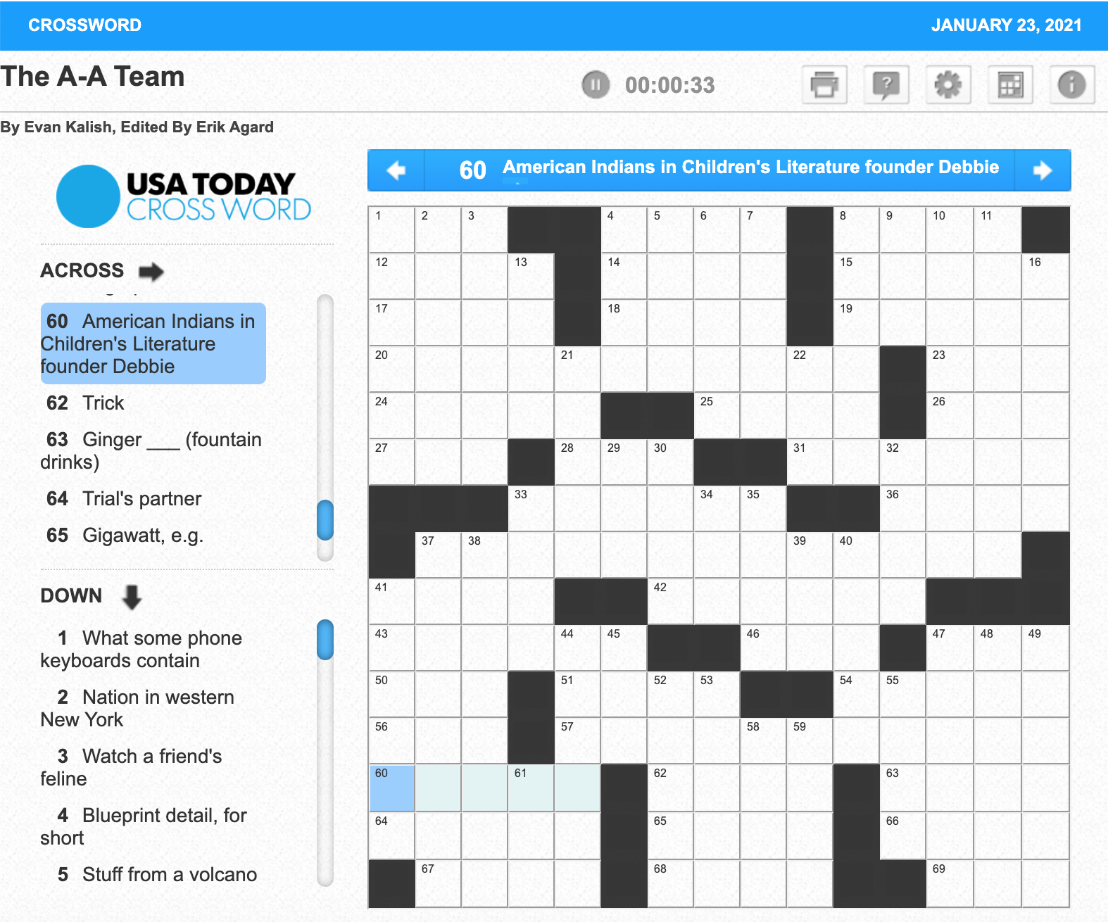 Usa Today Free Printable Crosswords
