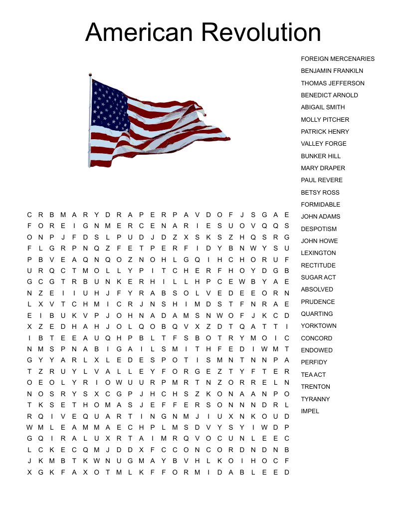 Crossword Puzzle Printable For Kids: American Revolution Crossword Puzzle Printable For Kids: American Revolution