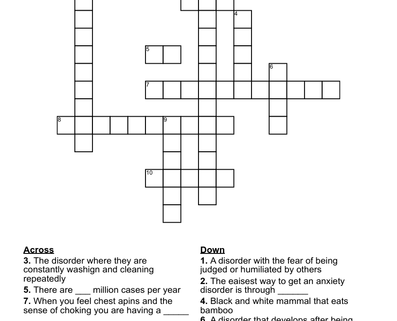 Anxiety Crossword WordMint