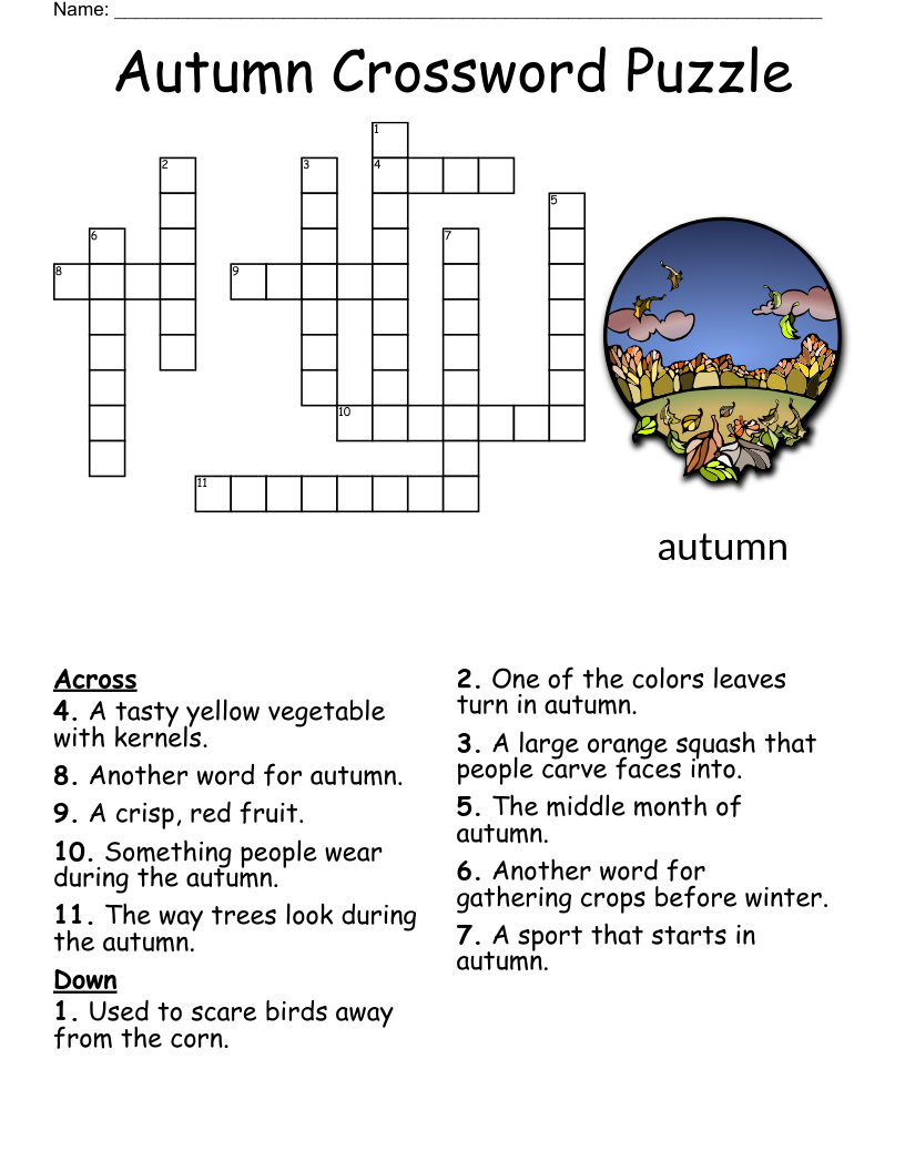 Fall Adult Crossword Puzzle Printable For Adults Fall Adult Crossword Puzzle Printable For Adults