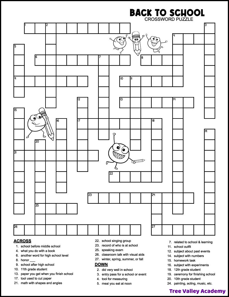 Free Printable Crossword Puzzles 7th Grade