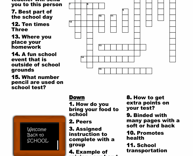 Back To School Crossword WordMint