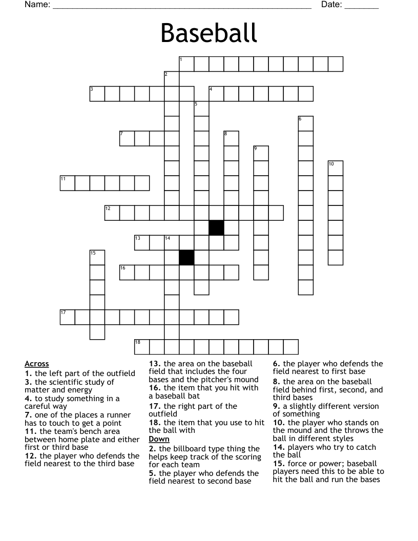 Easy Printable Baseball Crossword Puzzles Easy Printable Baseball Crossword Puzzles