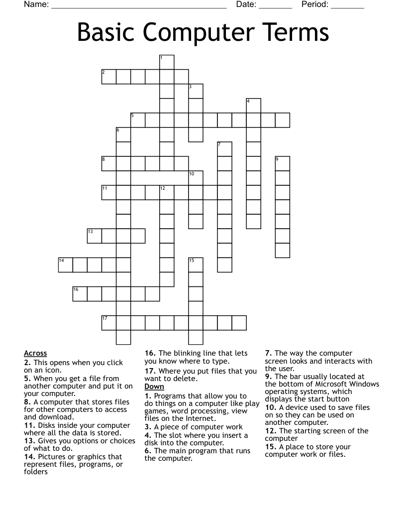 Basic Computer Terms Crossword WordMint