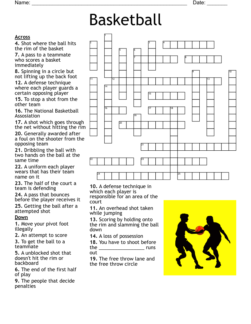Sports Crossword Puzzles Printable Middle School Students