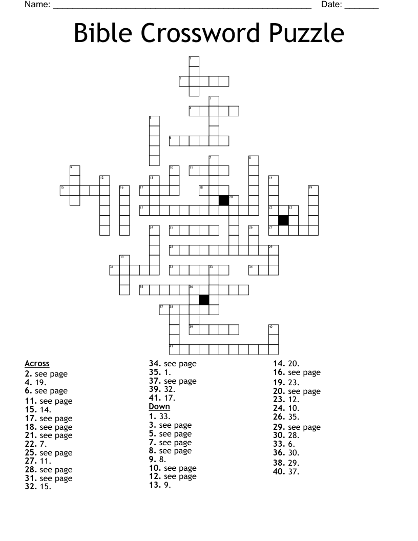 Printable Christian Crossword Puzzles