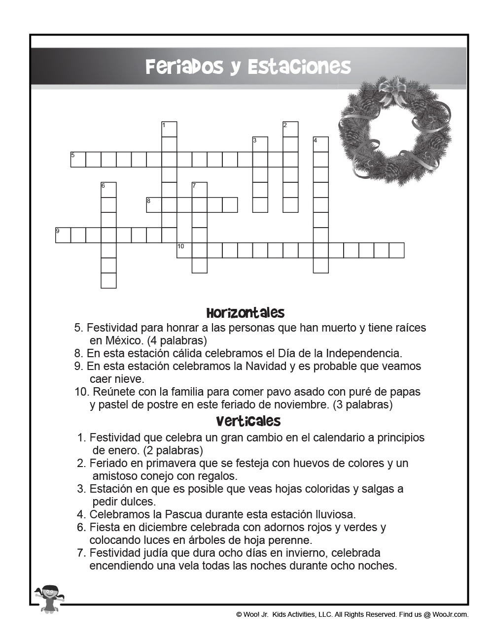 Spanish Printables Crosswords