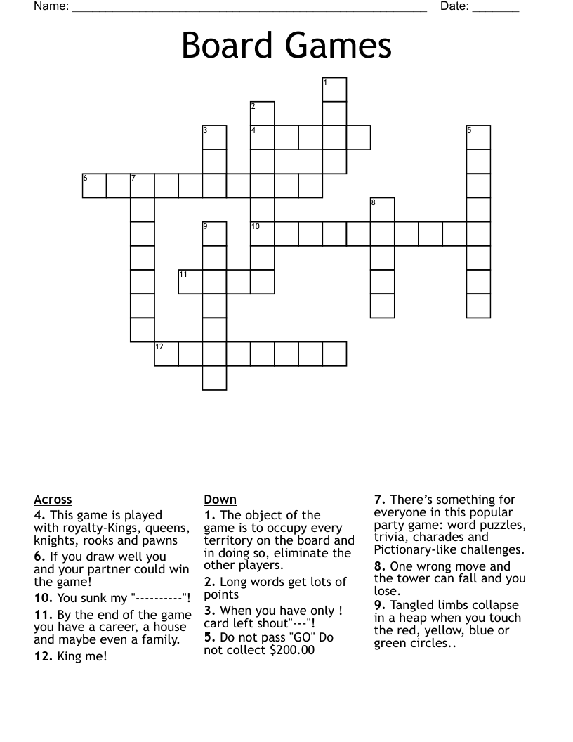 Crossword Games Printable Crossword Games Printable
