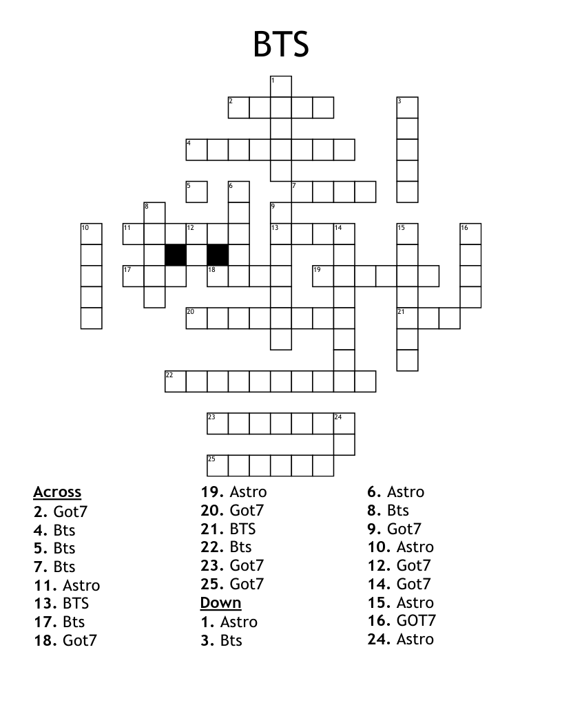 BTS Crossword WordMint