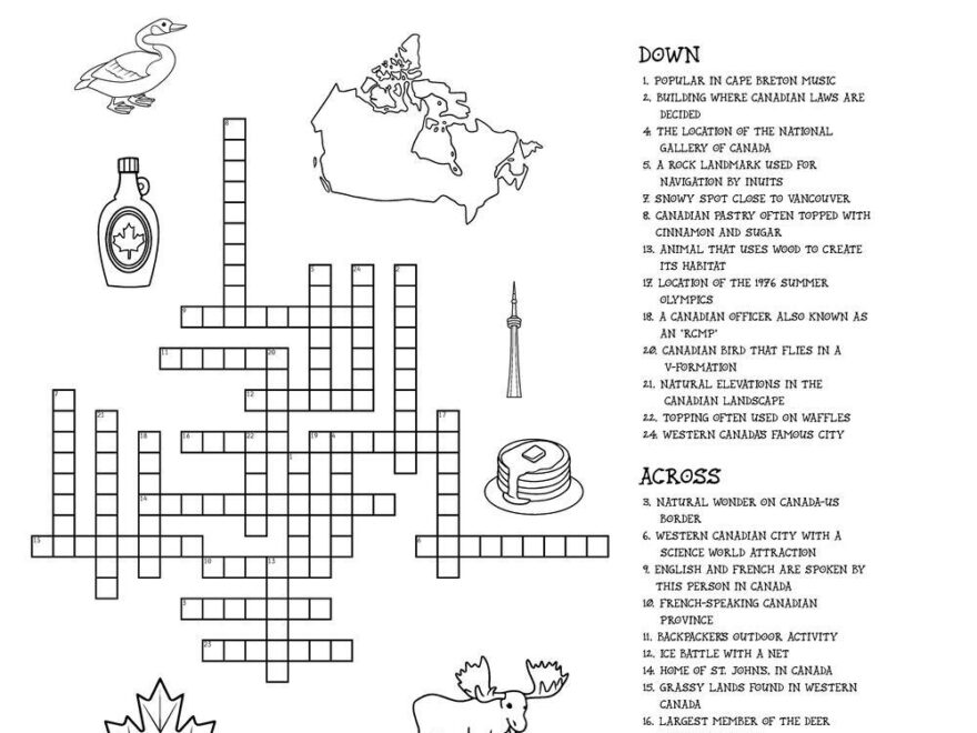 Canada themed Crossword Puzzles Beeloo Printable Crafts And Activities For Kids