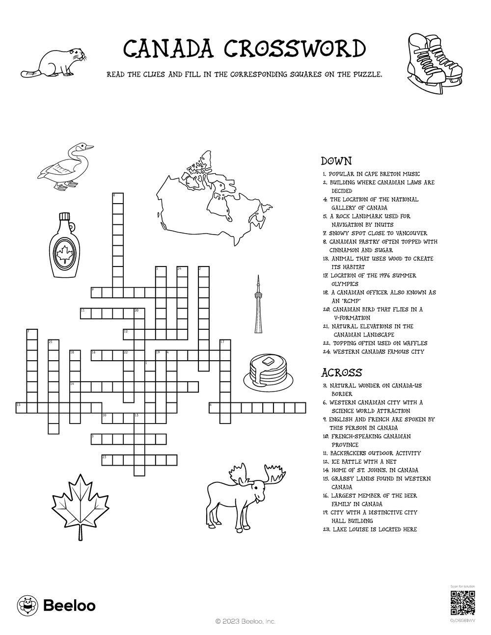 Canada themed Crossword Puzzles Beeloo Printable Crafts And Activities For Kids Canada themed Crossword Puzzles Beeloo Printable Crafts And Activities For Kids