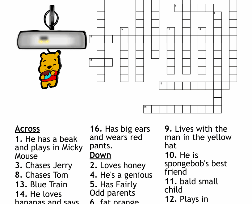 Cartoon Characters Crossword WordMint
