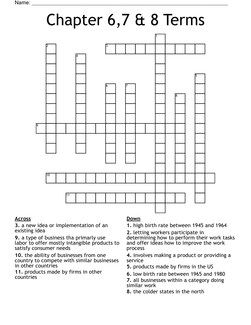 Printable Circle Crossword Chapter 6 Answers