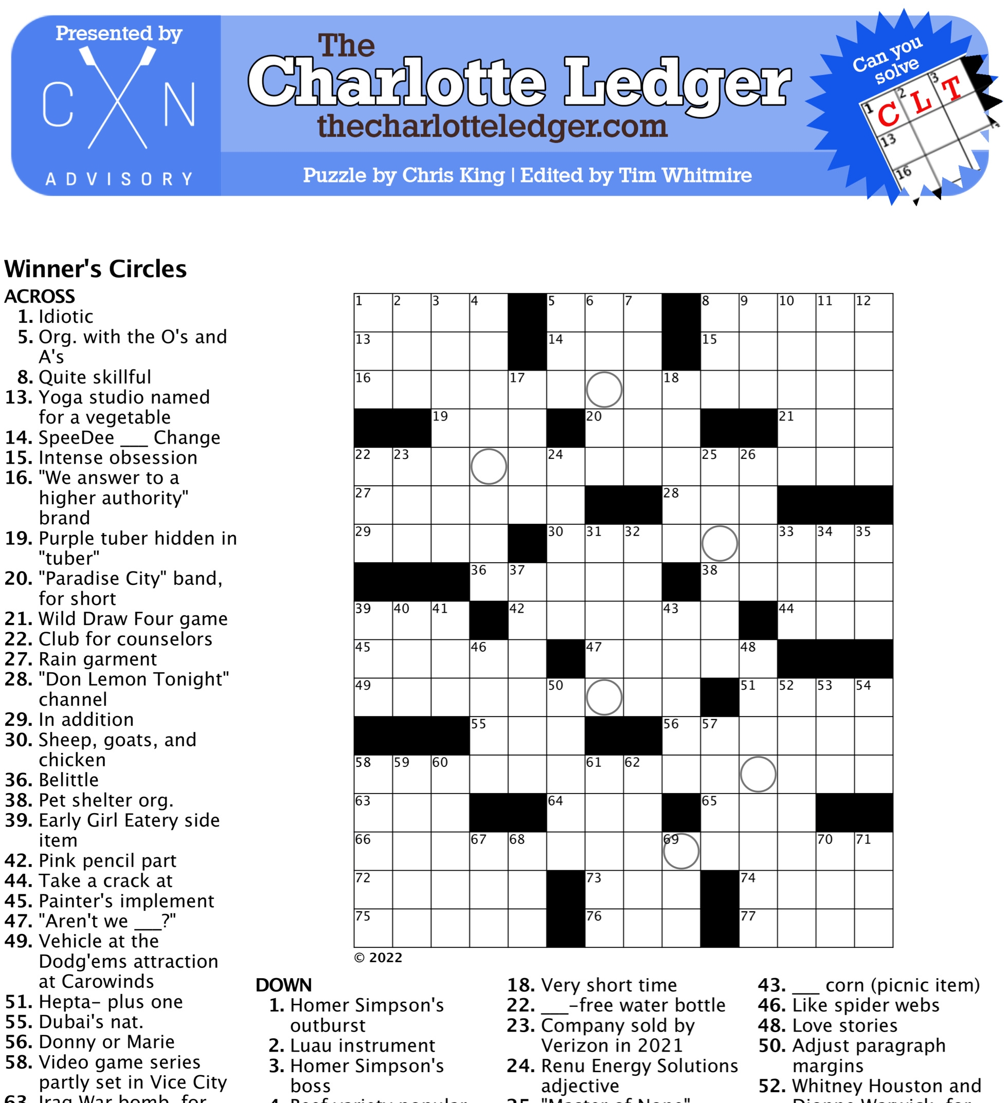 Free Printable Crossword Puzzles For Adults Easy