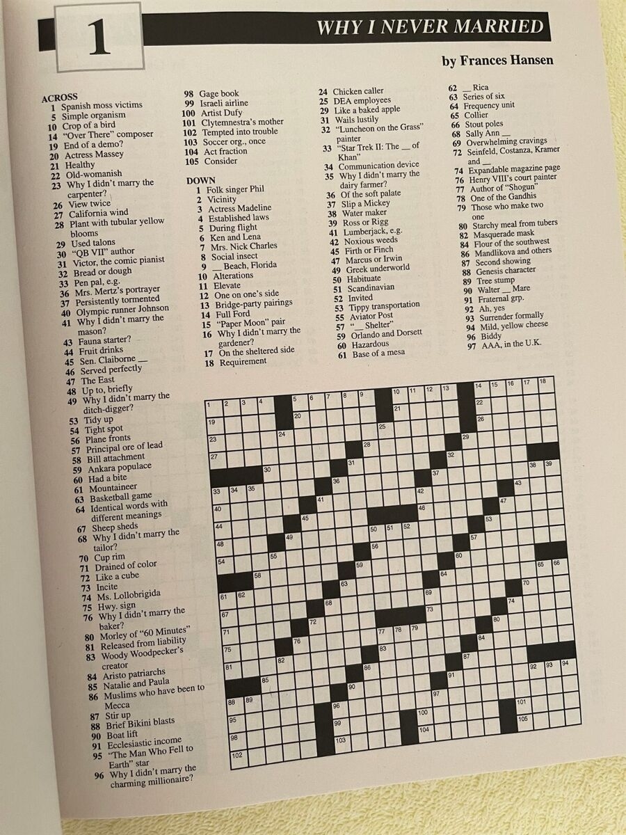 Printable Chicago Tribune Sunday Crossword Puzzle