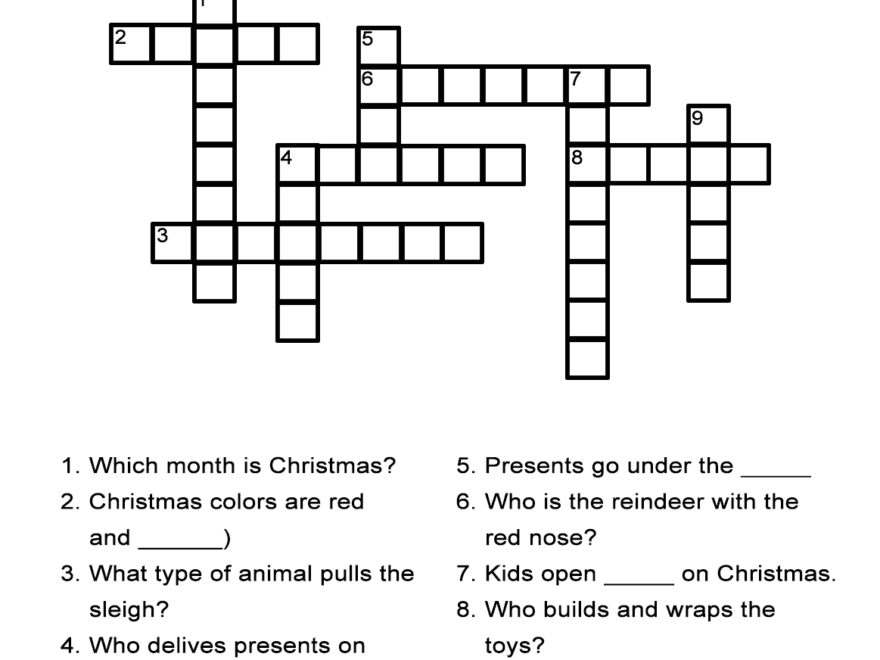 Christmas Crossword Puzzle ALL ESL