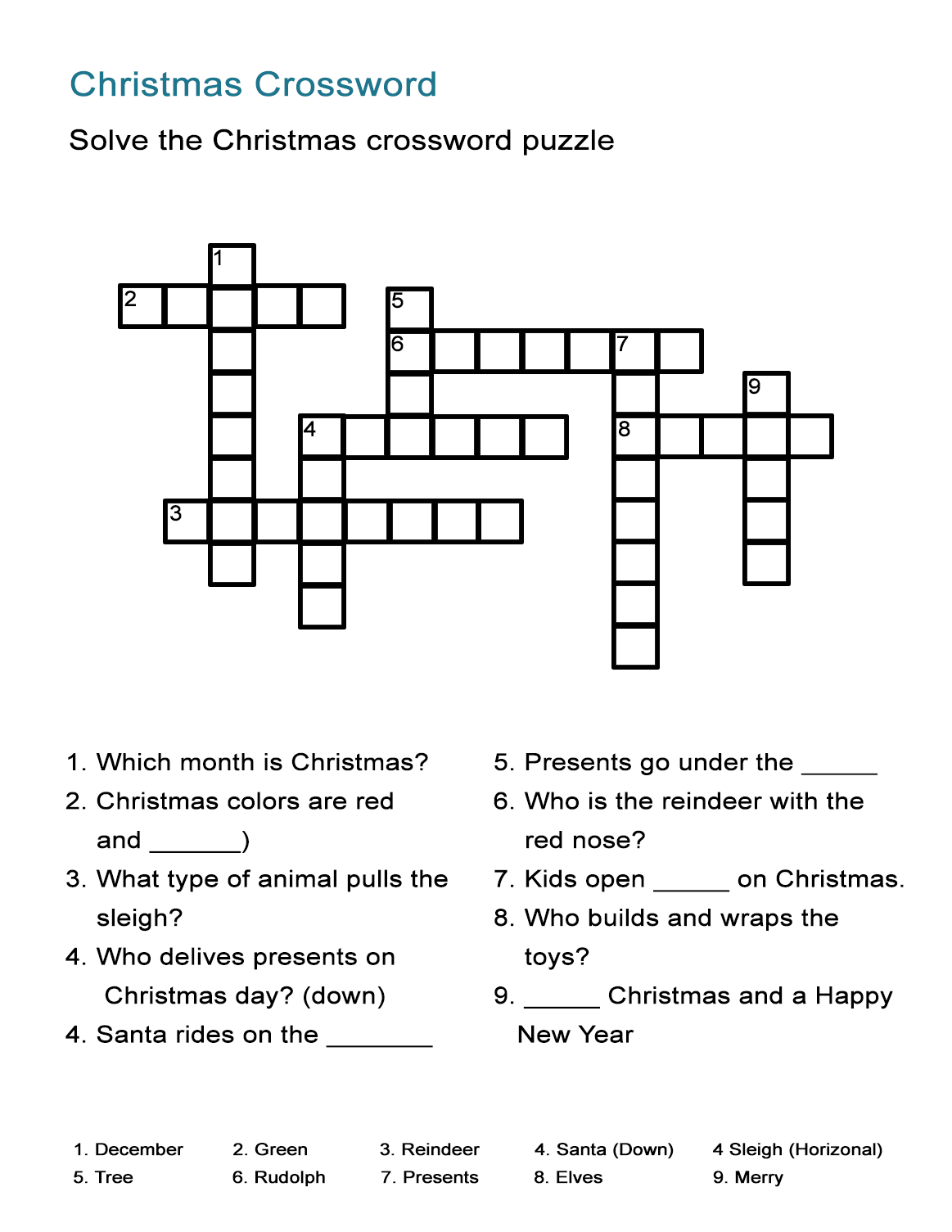 Christmas Crossword Puzzle ALL ESL Christmas Crossword Puzzle ALL ESL