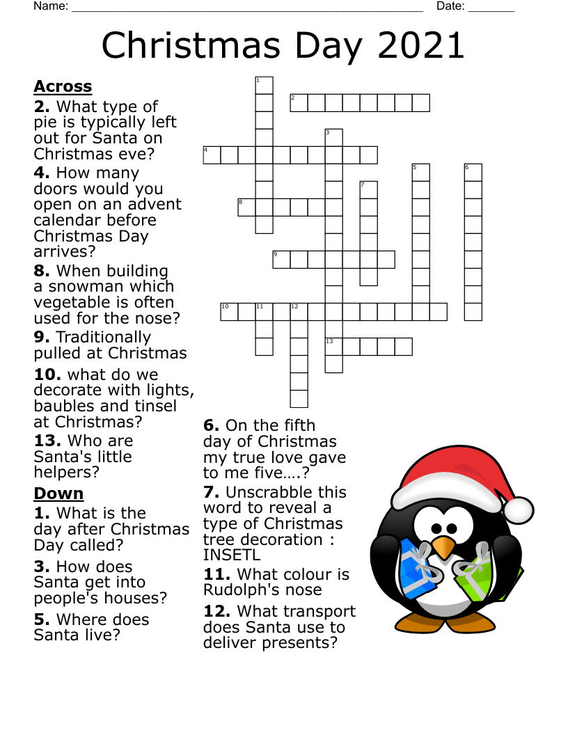 Printable Easy Christmas Crossword Printable Easy Christmas Crossword