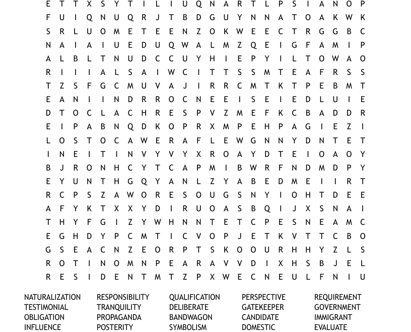 Civics Word Search WordMint
