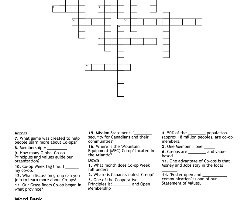 Co op Week Crossword WordMint